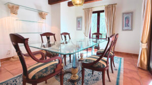 Spacious living room with fireplace in luxury apartment Santa Ponsa Mallorca